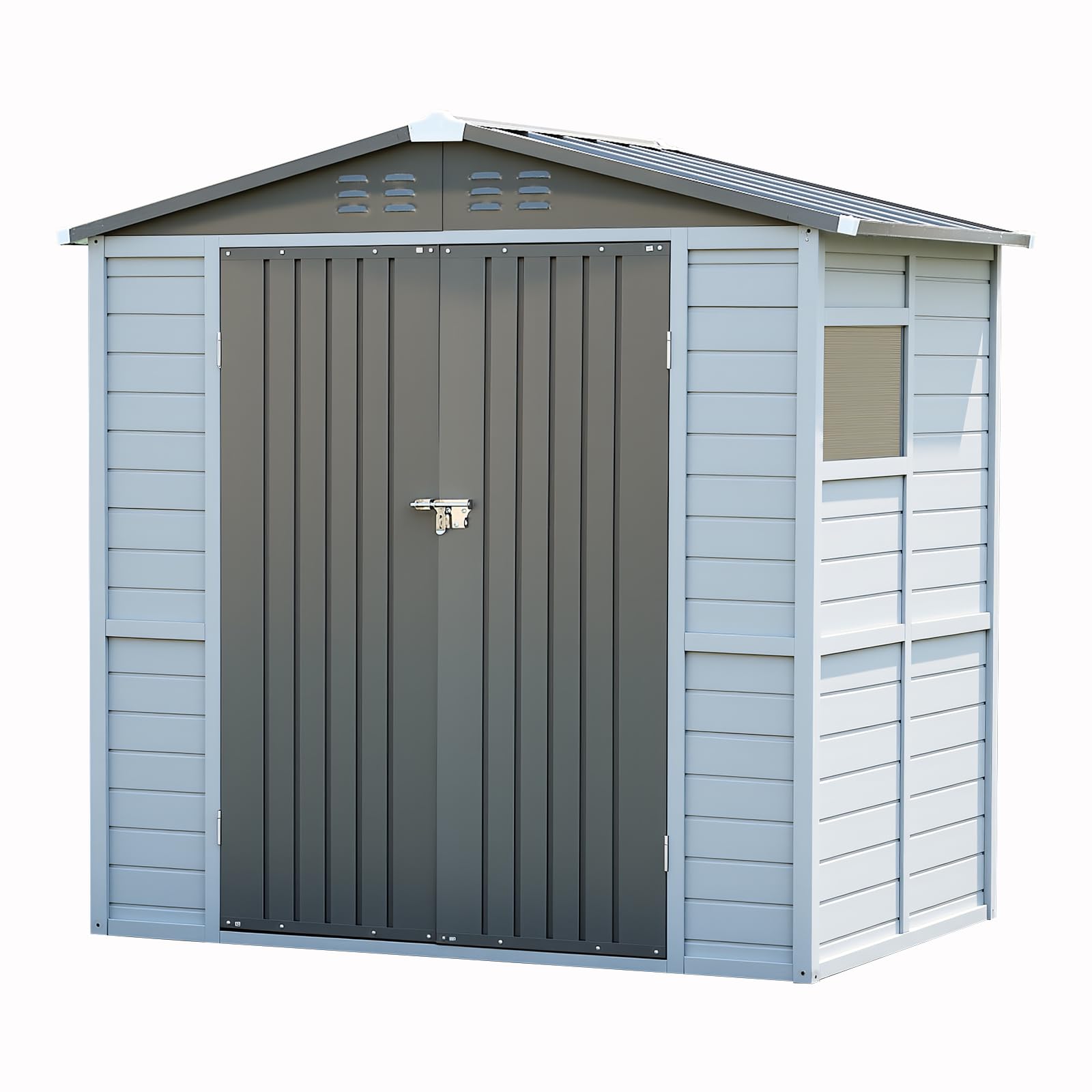 EUHOME 4x6FT Wood & Metal Outdoor Storage Shed