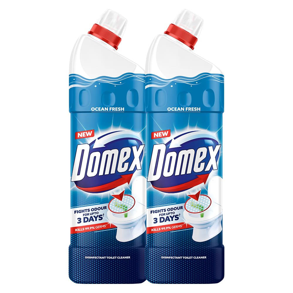 Domex Fresh Guard Disinfectant Toilet Cleaner Liquid|| Ocean Fresh|| 1 L| Freshness for 100 Flushes (Pack of 2)