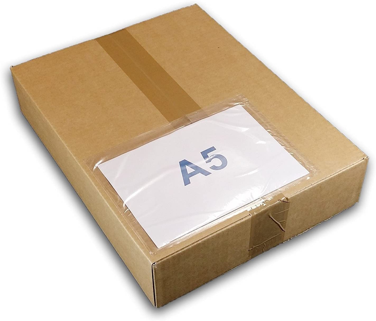 Lot de 5000 - Pochette A5 porte-documents adhésives transparente - Pochette d’Expédition autocollante pour petit colis 225 x 165 mm (A4 plié en 2) Pochette collante pour insertion des documents