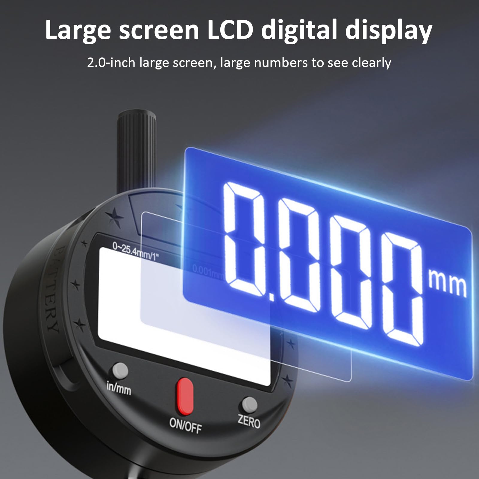 Medidor de altura preciso de 0-12,7 mm, resolución de 0,01/0,005 mm, pantalla digital IP54, instrumento de medición de profundidad