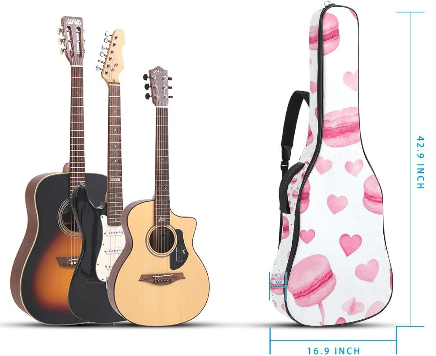 40/41/42-inch Colorful Art Desserts Acoustic Guitar Bag With Adjustable Shoulder Strap And 2 Storage Bags. Guitar Bag With Back Hanging Loop, Electric, and Classical Guitars