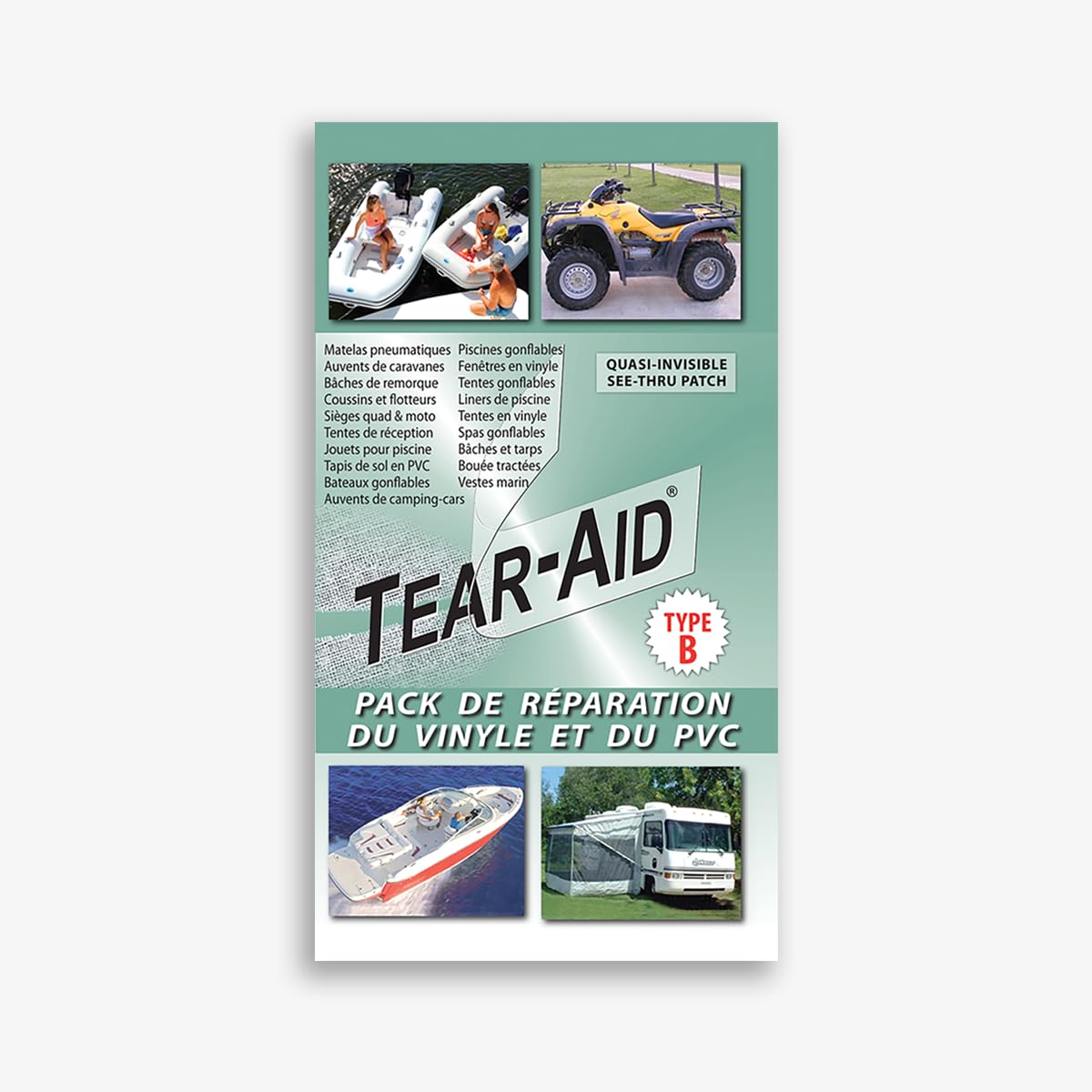 Tear-AID Reparatur-Set für Stoff Typ B für Vinyl und PVC – Sofortig, permanent, praktisch unsichtbar