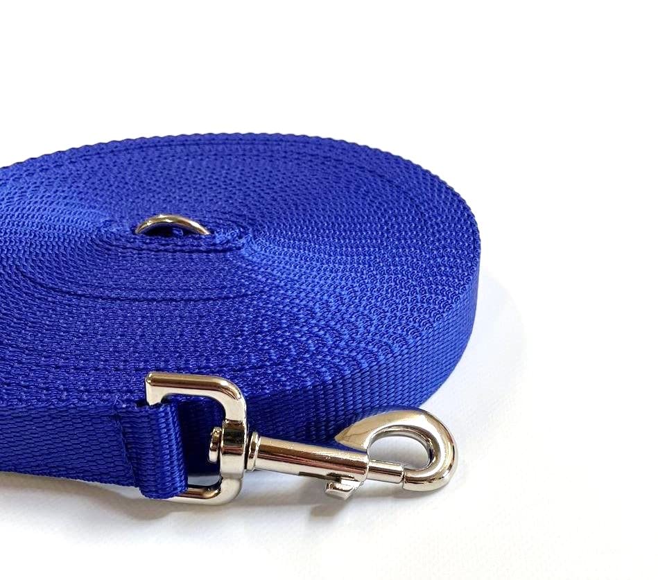 Dog Training Lead 15ft 4.5 Metre Leash Horse Lunge Line Tracking Recall Obedience In 20mm Polypropylene Webbing (Royal Blue)