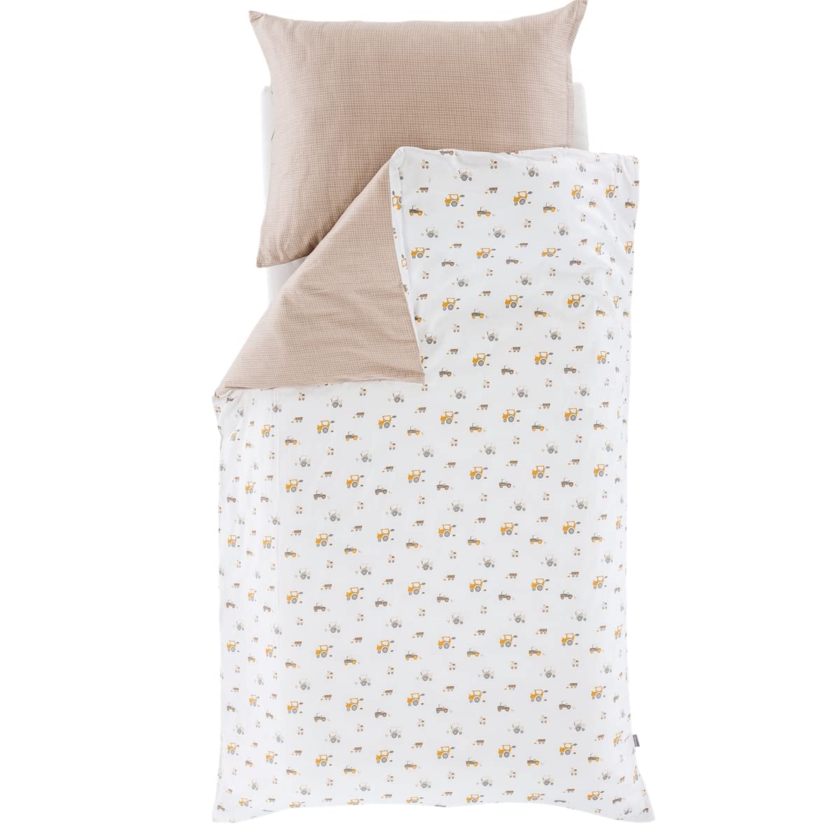 Träumeland Children's and Youth Bed Linen Small Farm Size: 135 x 200 cm + 80 x 80 cm - Bed Linen Made from Finest Soft Cotton - in Practical Gym Bag Packaging
