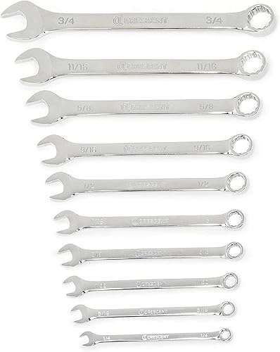 Crescent Juego de llaves combinadas SAE de 10 piezas de 12 puntos - CCWS2-05