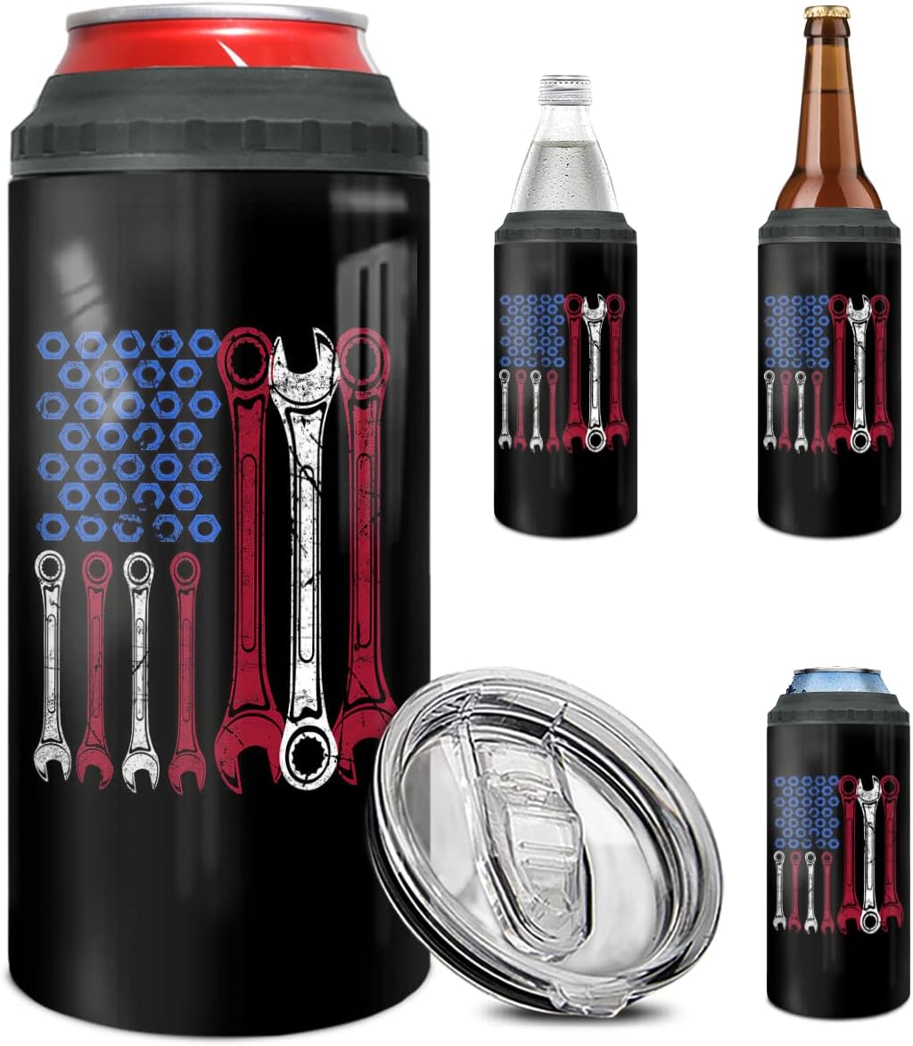 winorax Mechanic 4-in-1 Tumbler Can Cooler Gifts for Mem Dad Uncle Fathers Day 12oz Mechanics Tumblers Stainless Steel