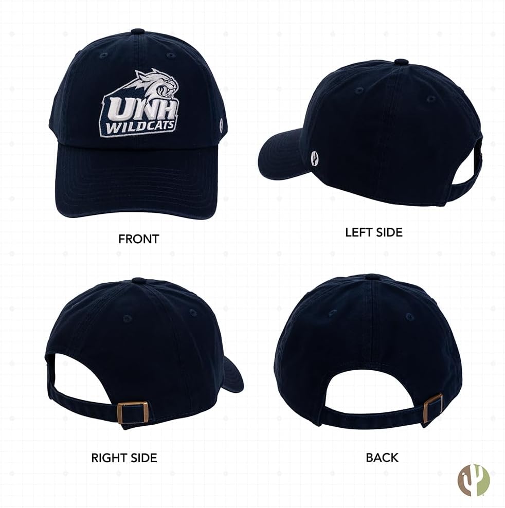 Desert Cactus University of New Hampshire Baseball Hat UNH Wildcats Brimmed Embroirderd Hats Cap Adjustable Cloth Strap Adult (Style A) Blue - Image 3