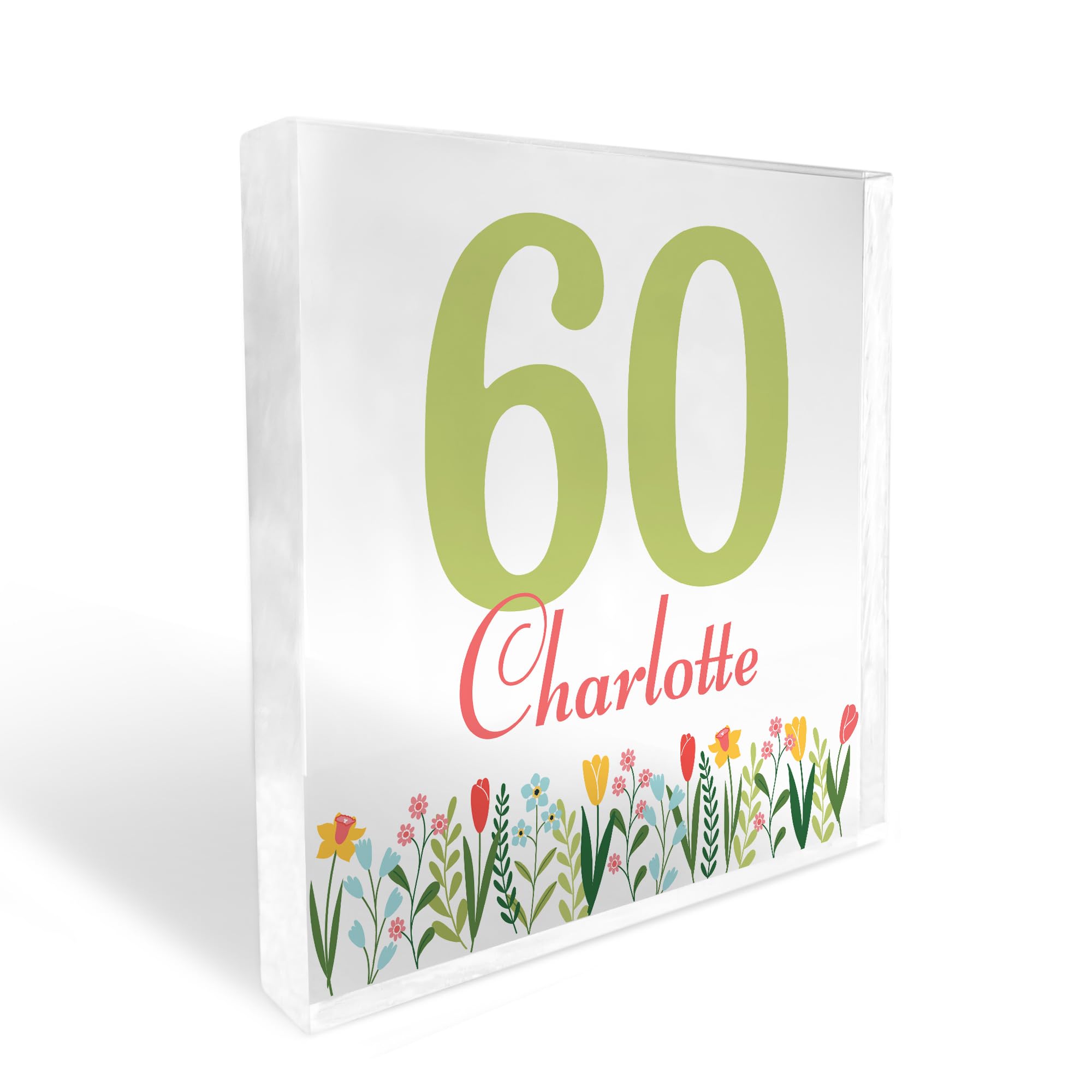 Red Ocean Novelty 60th Birthday Gift For Her Women Sister Auntie Mum Freestanding Block Personalised Gift For 60th Birthday Keepsake