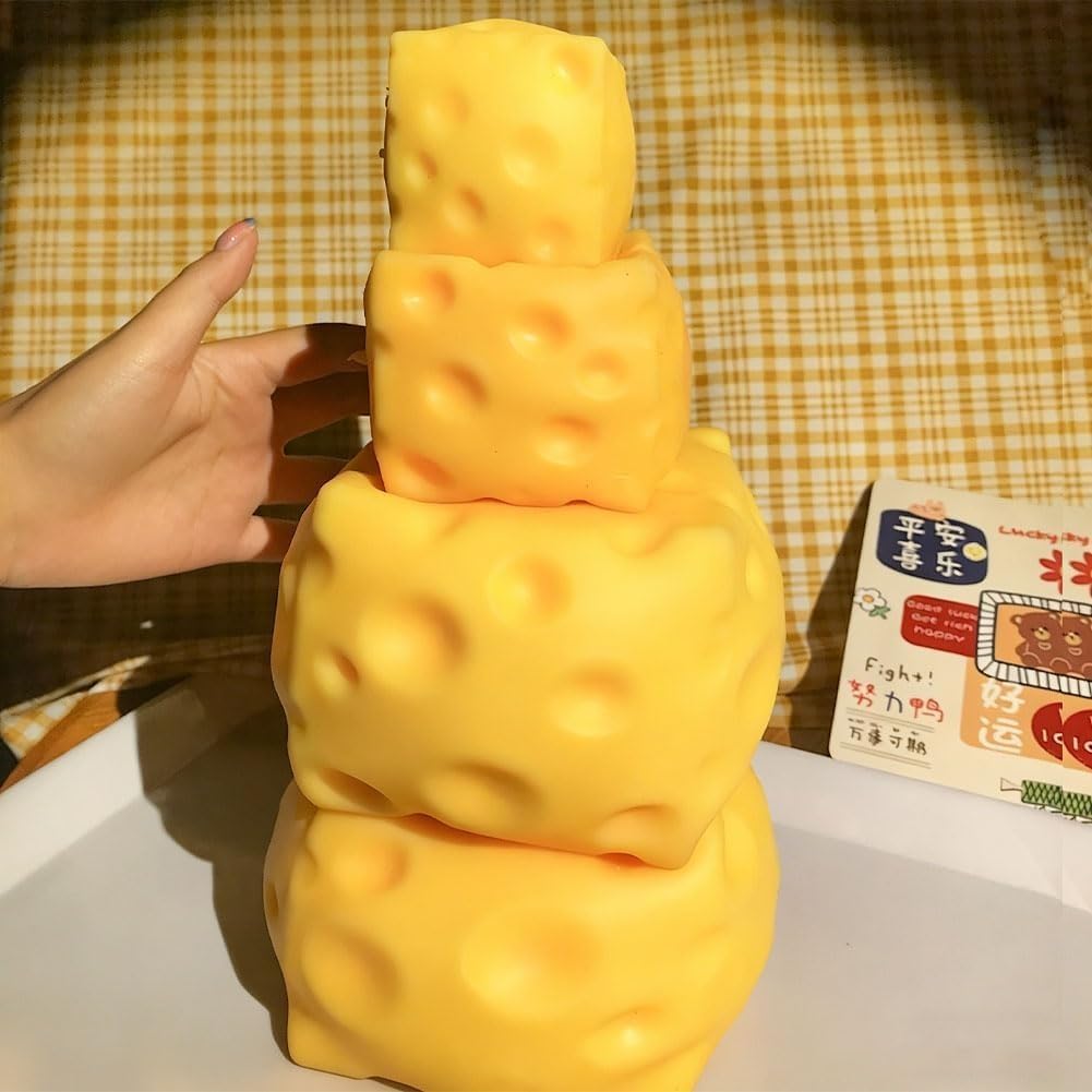 Cheese Squishy, 2026 New 4.73 Inch Ultra-Soft Slow Rising Jumbo Squishy Cheese, Stress Relief Toy for Adults, Focus & Relaxation Aid (4.72 * 4.72 in)