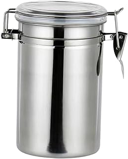 Generic Stainless Steel Airtight Coffee Bean Canister, 1100mL, 4.1 x 6.5 in for Coffee, Tea, and Dry Goods Storage