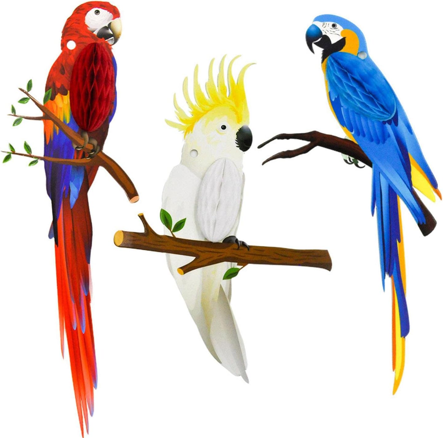 Shujing 3 Pcs Tropical Birds Party Decorations, Natural