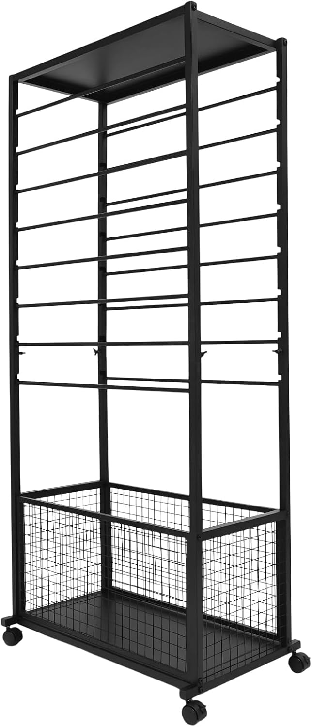 16 Tier Ribbon Organizer Rack with Wheels, Double Sided Iron Stora