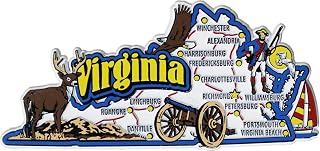Virginia State Outline Refrigerator Magnet, Approximate Size 5 inch x 2.5 inch
