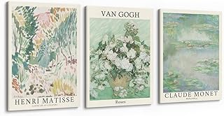 12 Small Office Ideas That Maximize Limited Space 39 MINI ZOZI Sage Green Canvas Framed Wall Art Set Of 3 Matisse Van Gogh Mo...