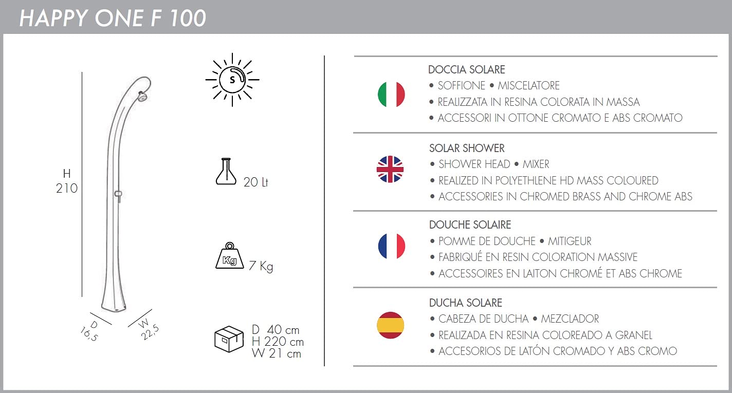 Doccia Solare Arkema Happy One Antracite F100/7016