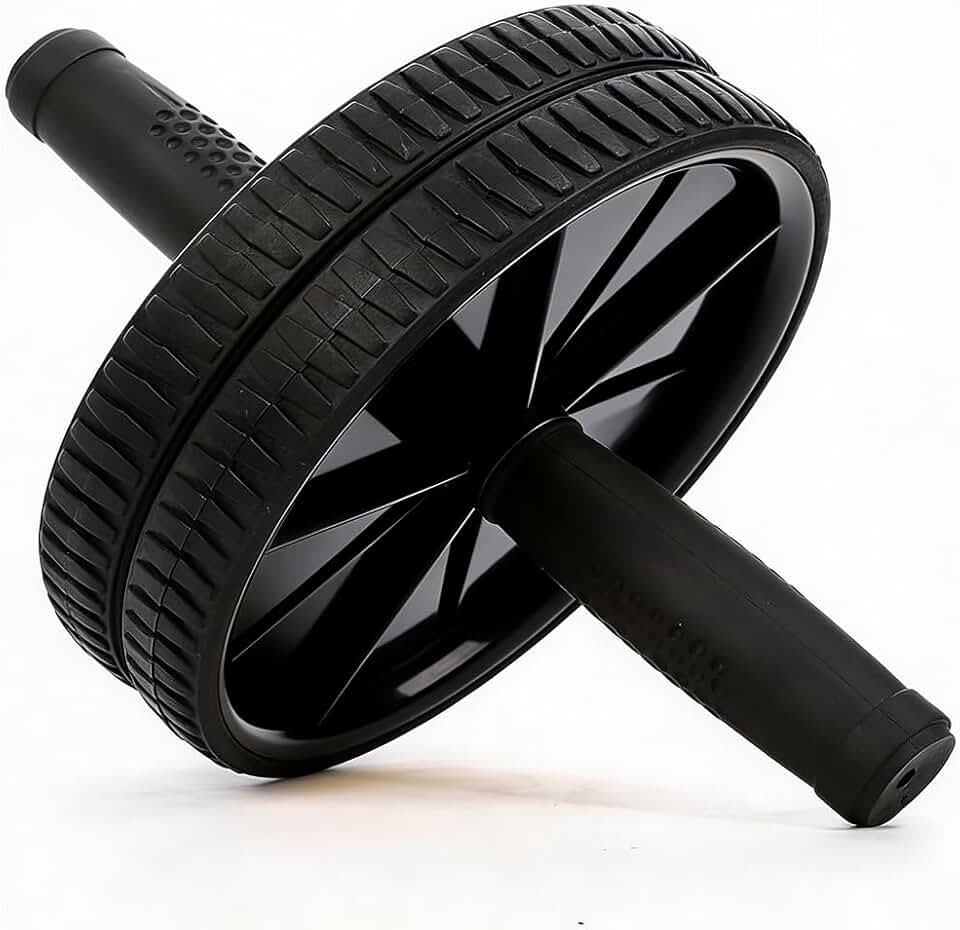 Roda Abdominal Dupla Com Barra Em Aço Suporta Até 100kg - Treino Funcional Para Abdômen Core E Exercícios Em Casa