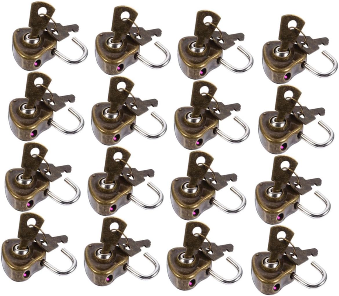 Luxshiny 300pcs Antique Heart Shaped Padlocks with Key Retro Mini Heart Lock for Diary Book and Jewelry Box Security