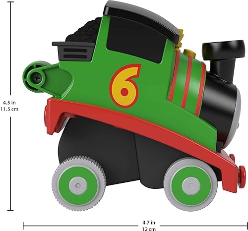 Vista 4 de Thomas & Friends Tren de juguete para niños pequeños Press 'n Go Stunt Percy Engine para carreras de juegos de simulación, preescolares niños a