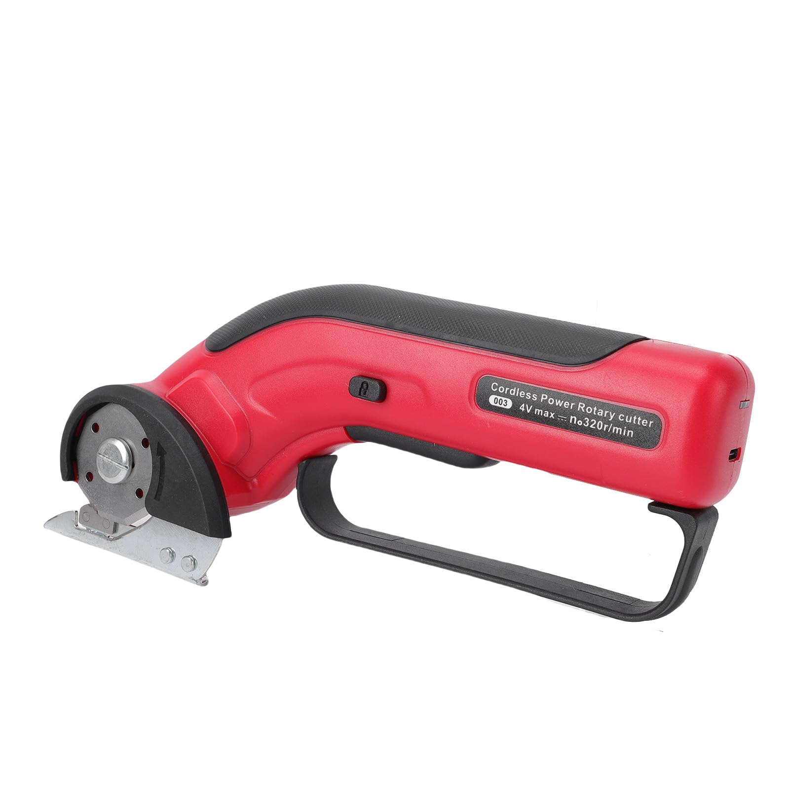 Cryfokt Tijeras Eléctricas Inalámbricas Potente Cortador Giratorio de Mano con Luz LED Frontal para Cortar Telas y Alfombras - Rojo