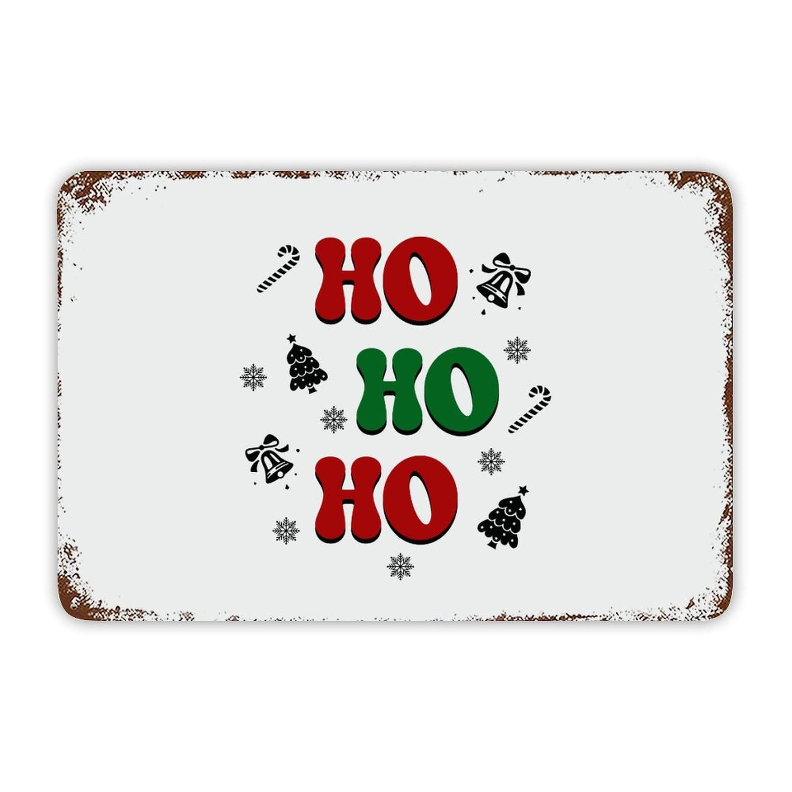 ENEDNATE Christmas Metal Sign,Inspirational Quote Metal Sign Hohoho Retro Decorative Aluminum Tin Signs 8x12 Inch Man Cave Street Metal Sign for Office School Classroom Nursery Decoration