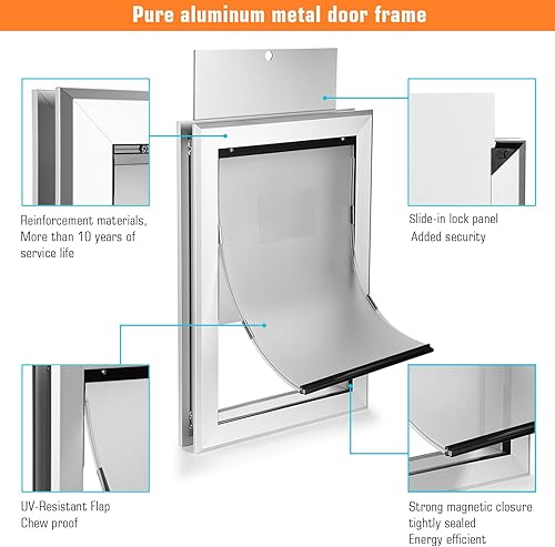 Miniatura 2 de Ownpets Puerta impermeable para perro, puerta de aluminio para mascotas para puertas interiores y exteriores, con solapa magnética y panel