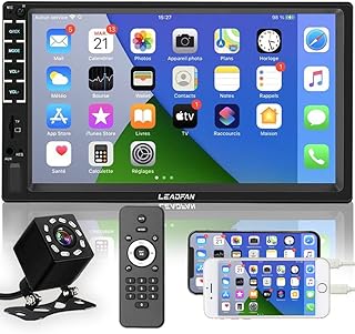 7" Car Stereo Double Din Touch Screen Car Radio Audio Receiver FM Radio Bluetooth Video Remote Control MP5/4/3 Player Android iPhone Mirror Link USB/SD/AUX Hands Free Calling with Camera