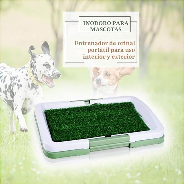 Foto 2 de 5 de Inodoro para Perros Portátil Potty Trainer Alfombra de baño de césped Artificial para Cachorros y Mascotas…