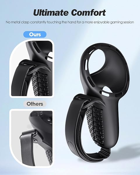 SUPERUS Upgraded Controller Grips Cover Compatible with Meta Quest 3S/Quest 3 Accessories, All-Silicone Controller Grips for Quest 3S/Quest 3 with Battery Opening and Knuckle Straps Protector - 4