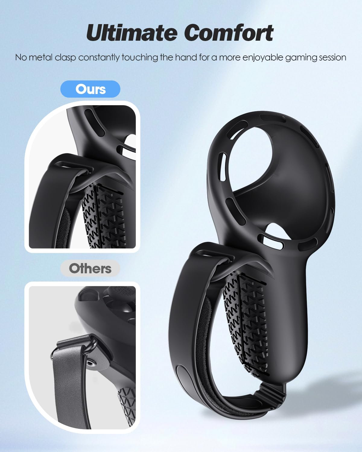 SUPERUS Upgraded Controller Grips Cover Compatible with Meta Quest 3S/Quest 3 Accessories, All-Silicone Controller Grips for Quest 3S/Quest 3 with Battery Opening and Knuckle Straps Protector — view 4