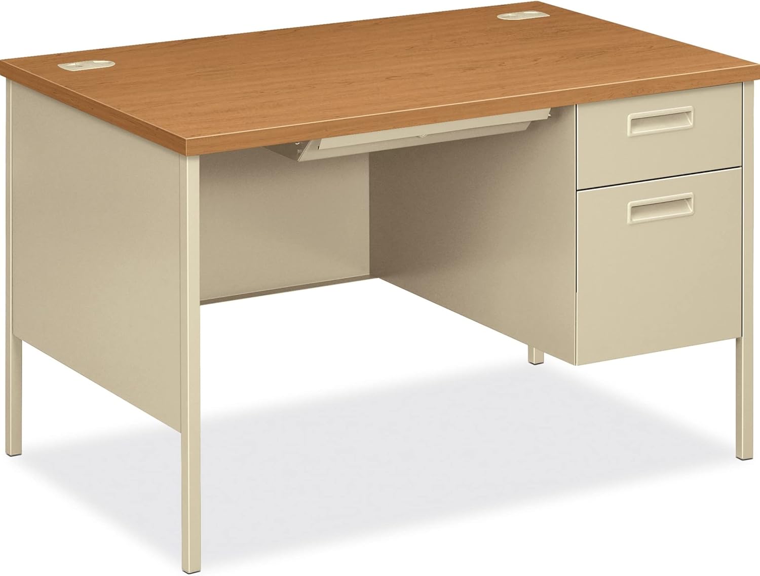 HON Metro Classic Small Office Desk - Right Pedestal Desk with File Drawer, 48" W, Harvest & Putty (HP3251R)