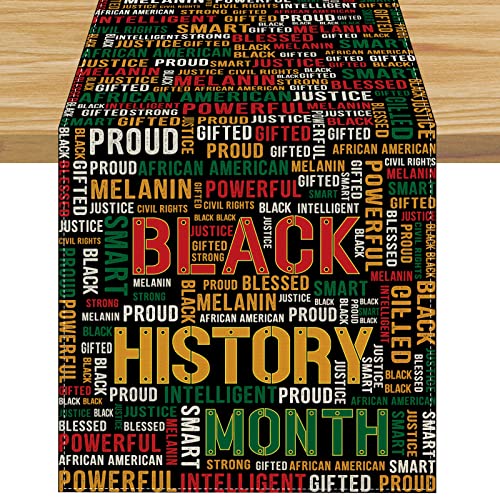 Farmnall Linen Black History Month Table Runner Tablecloth Black Red Yellow African American Kwanzaa Decorations And Supplies For Home Office 13X72 Inch #TOP16