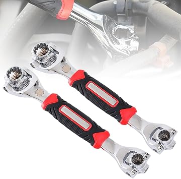 2024 New Upgrade Universal Socket Wrench Set, 52 in 1 Multi-Functional Socket Wrench Set, Double-Ended Wrench Spanner Tool with Magnetic for Home and Car Repair, Standard Combination Wrench 2 Sets