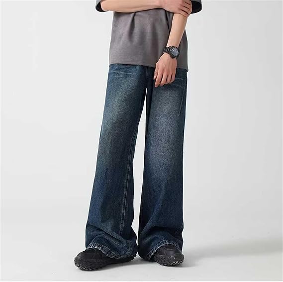 Jeans for Men Uk Loose Fit, Trousers Men Denim Jeans for Men Uk Men's Loose Straight Jeans Fashion Straight Leg Stars Graphic Denim Pants Joggers Washed Relaxed Fit Goth Trousers High Streetwear