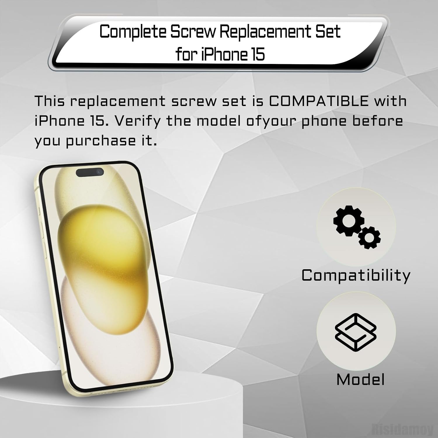for iPhone 15 Complete Full Screw Set Replacement | Pentalobe Bottom Screws Inner Part Repair with 4 Screwdrivers for A3090 A2846 A3089 A3092