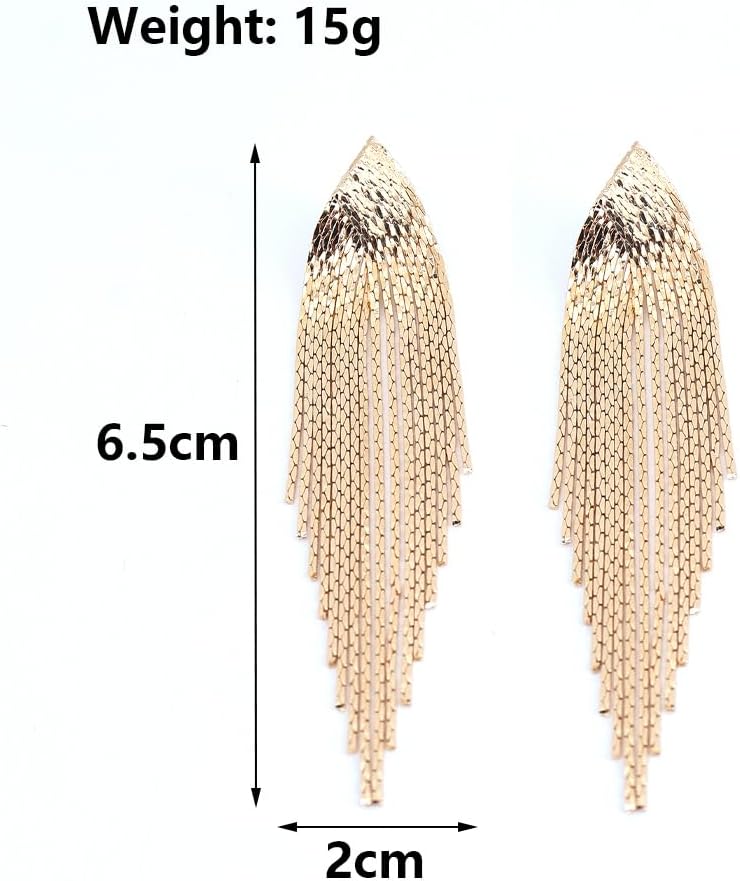 Gold Tassel Earrings for Women Fringe Chunky Statement Gold Linear Drop Earrings Party Prom Fashion Sparkly Jewelry Gifts - Image 3