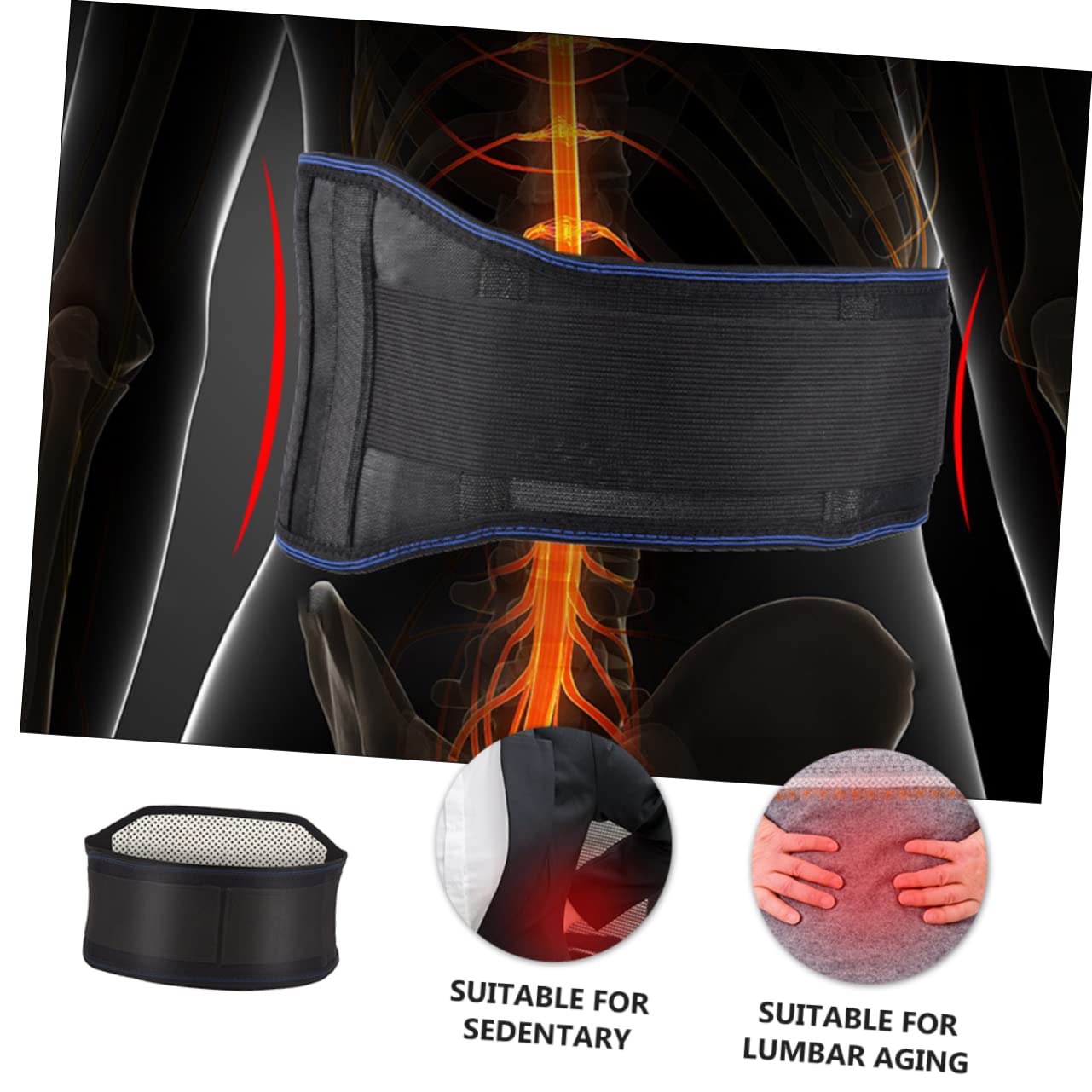 DEARMAMY Lumbar Support Belt Men's Back Brace Self Heating Waistband Warm Abdominal Wrap for Cold Weather