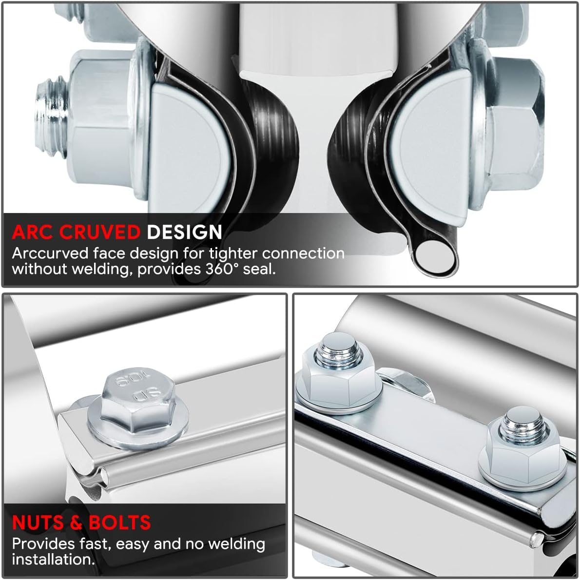 DNA MOTORING 4 Inch ID Butt Joint Band Clamp for Exhaust Muffler Repair,304 Stainless Steel, EXA-CL-010