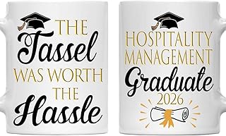 MONIZILUCKY The Tassel Was Worth the Hassle Hospitality Management Graduate 2026 Mug - Class of 2026 Graduation Gift - 11oz White Ceramic Coffee Cup