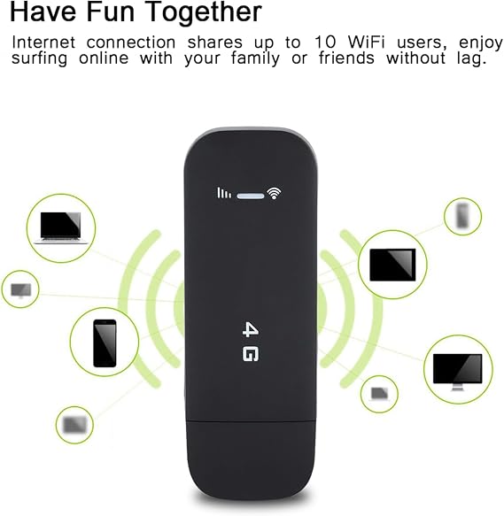 Ejoyous Wire Less Network Router, 4G LTE USB Portable Wi Fi Router Pocket Mobile Hotspot Wire Less Network Smart Router Support Up to 10 Wi Fi Users (with WI FI Function)