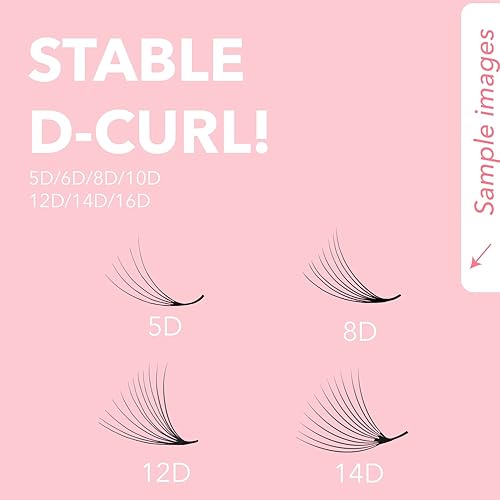 Miniatura 3 de EVA LASH 500 extensiones de pestañas postizas en abanico 5D6D8D10D12D14D16D, hechas a mano, grosor de 0.050.070.1 0.315-0.669 in, rizo CD, bandeja