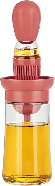 PITCH + PULSE Oil Dispenser Bottle with Brush, Oil Storage and Dispenser Container with Silicone Basting Brush for Kitchen Barbecue Grilling Baking and Cooking, Dropper Measuring Cooking Oil Bottle