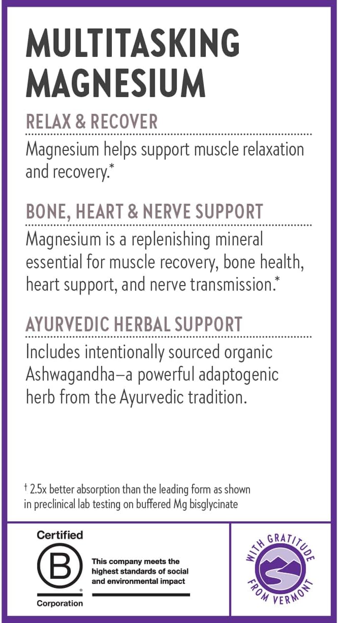 New Chapter Magnesium + Ashwagandha Supplement, 325 mg with Magnesium Glycinate for Muscle Relaxation & Recovery, Heart, Nerve & Bone Health, 2.5X Absorption, Non-GMO - 90 ct (3 Month Supply)
