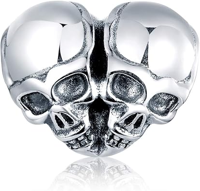 Women Charm Bracelets 925 Sterling Silver Skull Charm Beads Halloween Charms for Pandora Bracelets Friend Silver Skull Charms