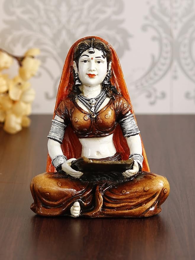 Statue femme Rajasthani en polyrésine pour sublimer votre meuble d'entrée