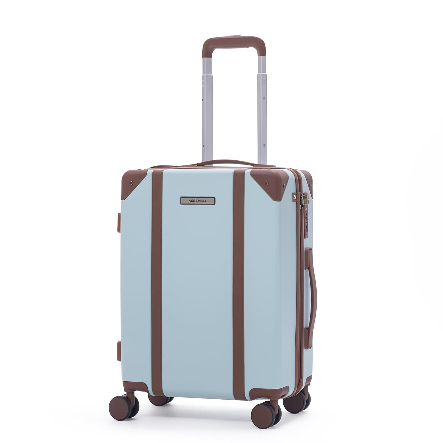 Assembly Vintage Hard Luggage 20-Inch Cabin Suitcase – Lightweight Polycarbonate Trolley Bag with TSA Lock & Anti-Theft Zippers-Blue