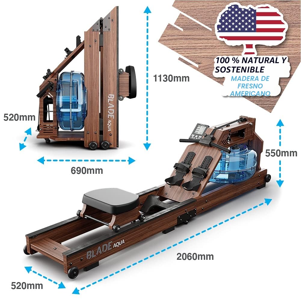 Bluefin Fitness Blade Aqua W-1 - Máquina de Remo Plegable | Máquina de Remo Resistente al Agua | Blade Aqua M-1 | Consola Digital LCD de Fitness | Integración de Aplicaciones | Entrenamiento de