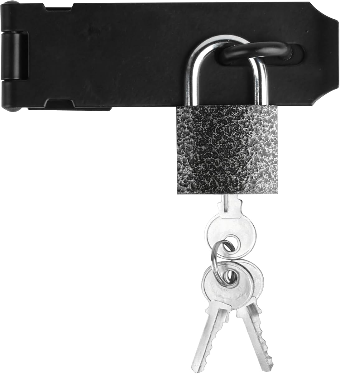 1 juego de cerrojo de candado de acero inoxidable negro de 5 pulgadas, cerraduras de pestillo de puerta | Pestillo de candado, cerraduras de puerta, pestillos de cerrojo, pestillo de cerradura de cerrojo resistente con llave de bloqueo para gabinete