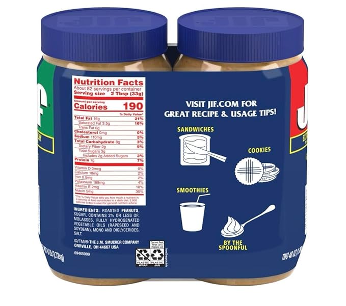 Jiif Mantequilla de Maní Extra Crujiente Pack de 2 - 48 Onzas miniatura 2