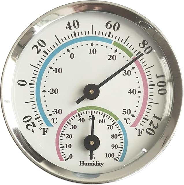 JeoPoom Thermo Hygrometer, Temperature Hygrometer, Indoor Thermometer and Indoor Hygrometer, High Temperature Resistant (Silver)