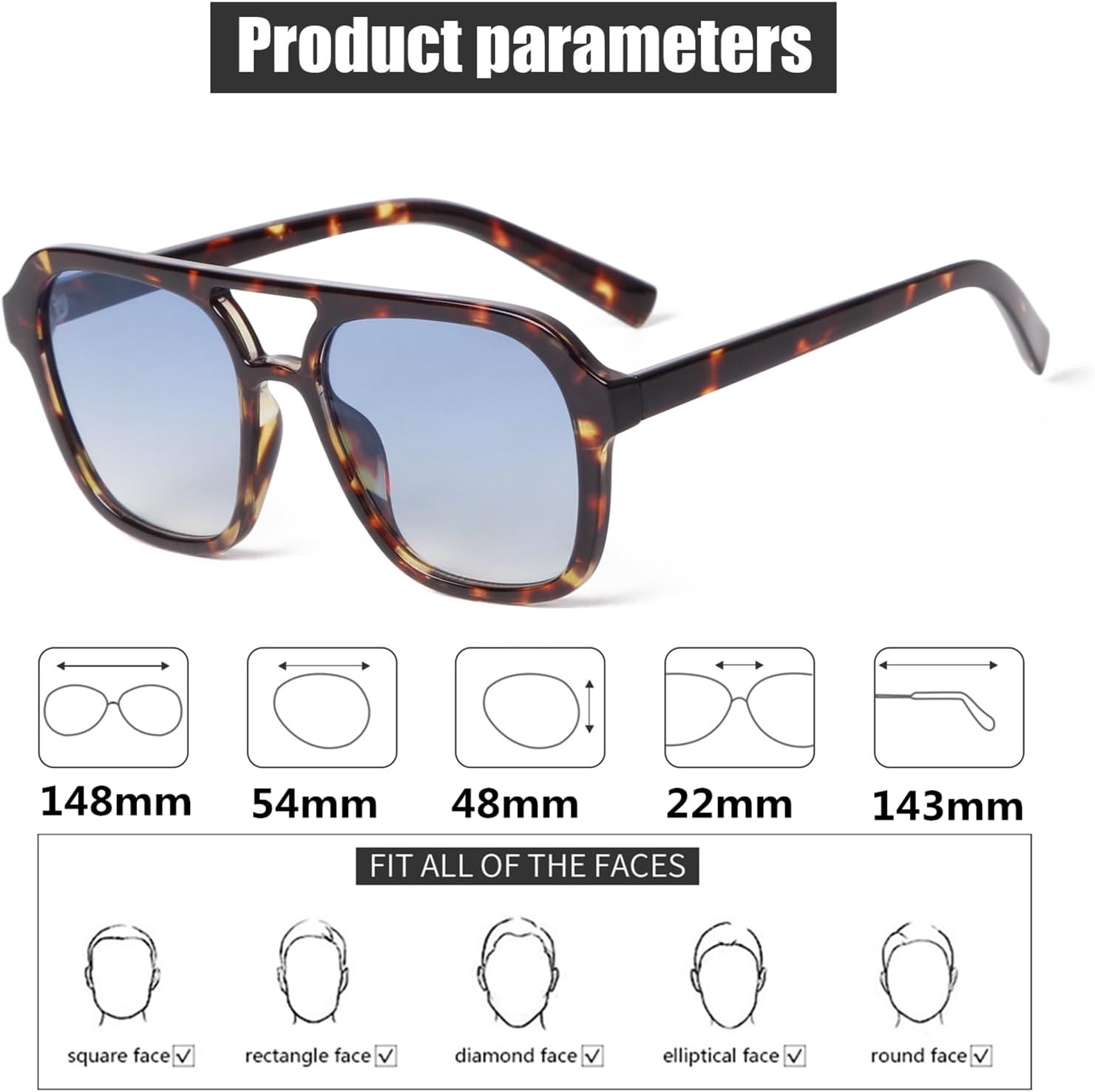 ADE WU Retro Aviator Sunglasses for Women Men,Vintage Fashion 70s Stylish Square Aviators - Image 4